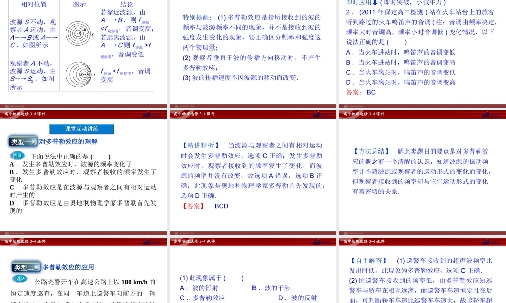 高中物理 第12章 第5节多普勒效应课件 新人教版选修3-4.ppt