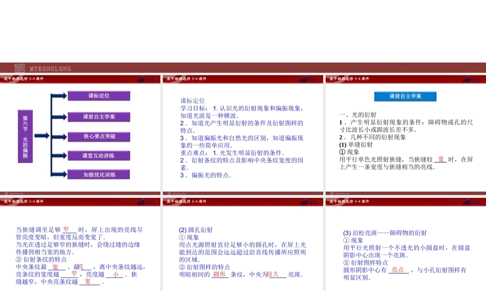 高中物理 第13章 第6节光的偏振课件 新人教版选修3-4.ppt