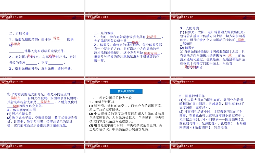 高中物理 第13章 第6节光的偏振课件 新人教版选修3-4.ppt