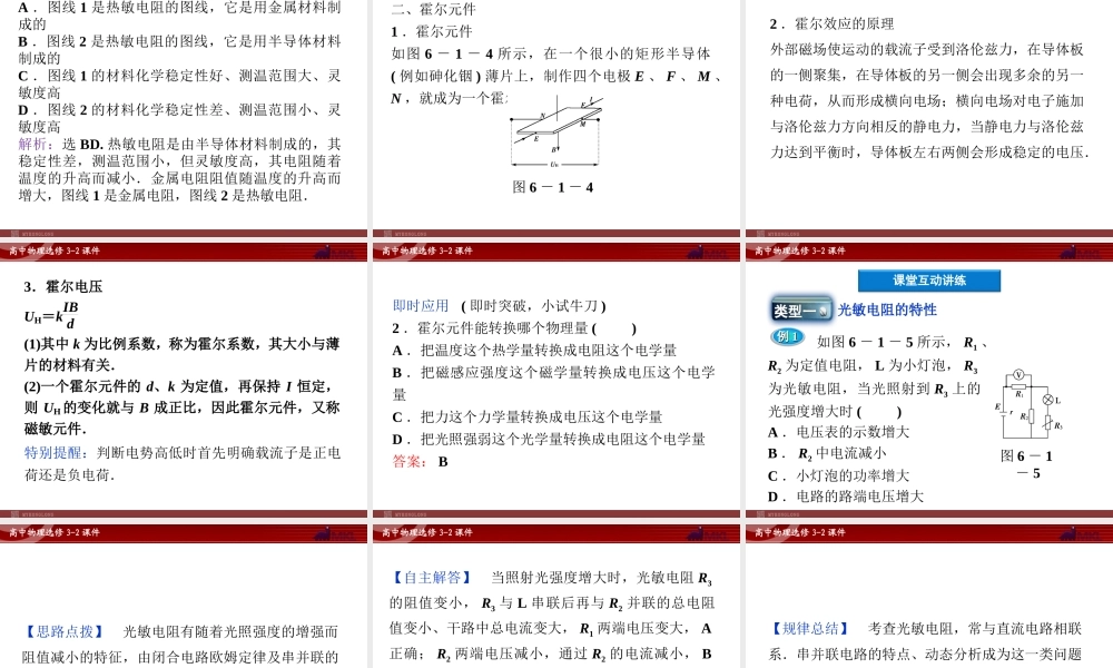 人教版物理选修3-2 第6章第1节 传感器及其工作原理.ppt