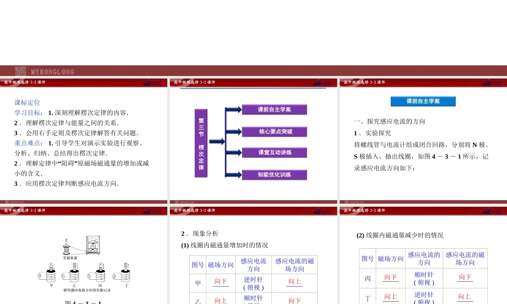 人教版物理选修3-2 第4章第3节 楞次定律.ppt