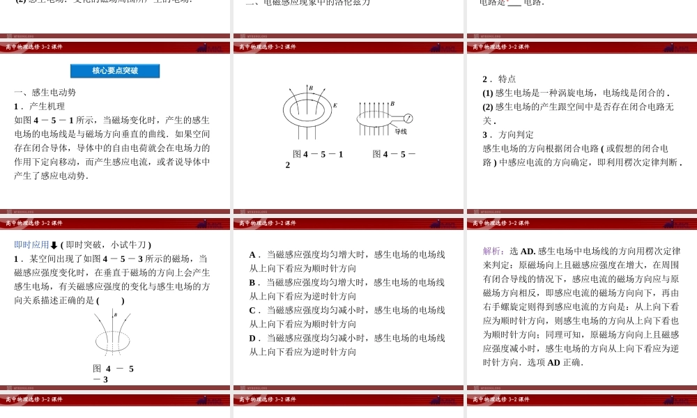 人教版物理选修3-2 第4章第5节 电磁感应现象的两类情况.ppt