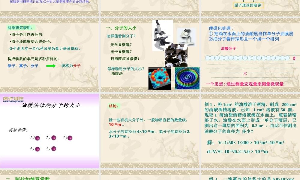 高中物理新课标版人教版选修1-2精品课件：1.0《分子理论 内能》PPT课件（共79页）.ppt