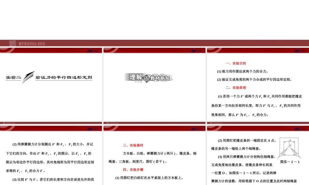 第3章 实验2 验证力的平行四边形定则.ppt