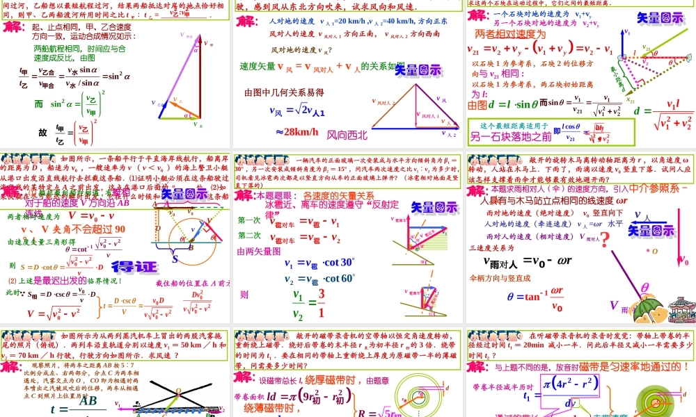全国中学生物理竞赛课件4：矢量图解运动问题.ppt