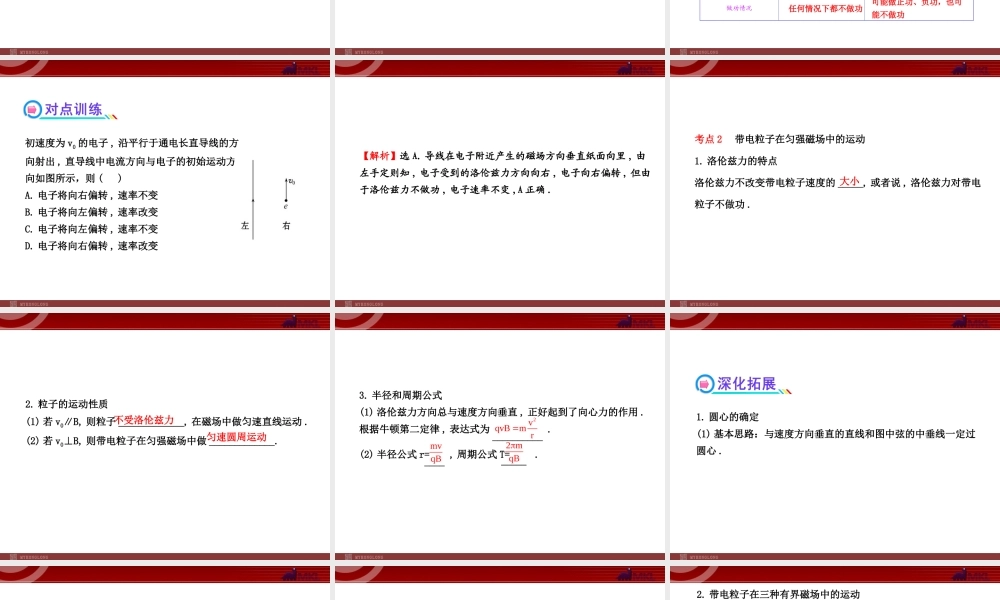 2013年人教版高中物理一轮复习课件：8.2磁场对运动电荷的作用.ppt