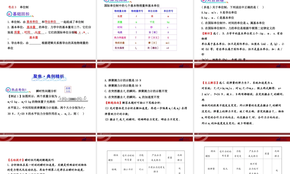 2013年人教版高中物理一轮复习课件：3.2牛顿第二定律两类动力学问题.ppt