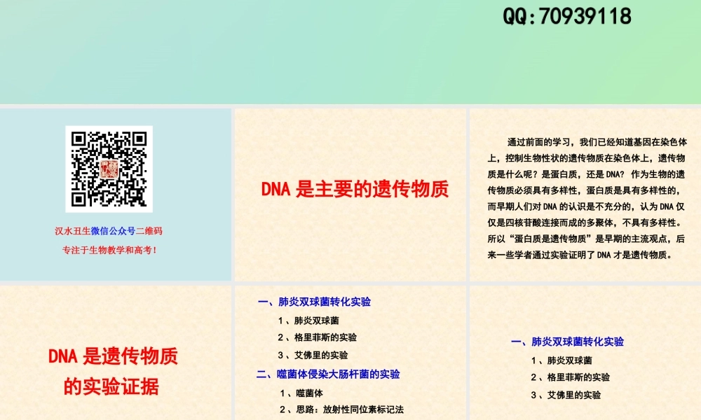 7DNA是遗传物的实验证据（汉水丑生一轮复习课件）.ppt