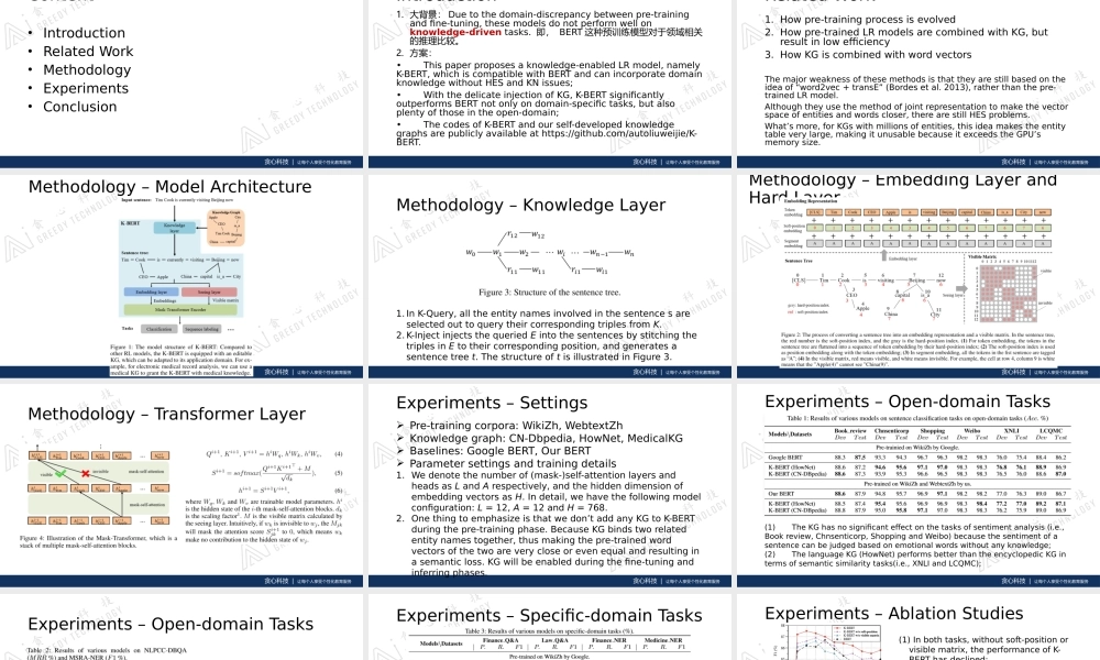 0712第十四篇论文讲解 K-BERT Enabling Language Representation with Knowledge Graph.pptx