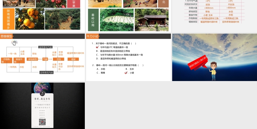 01【四点钟+小传】初中精品课件02《秦岭—中国南北》.pptx