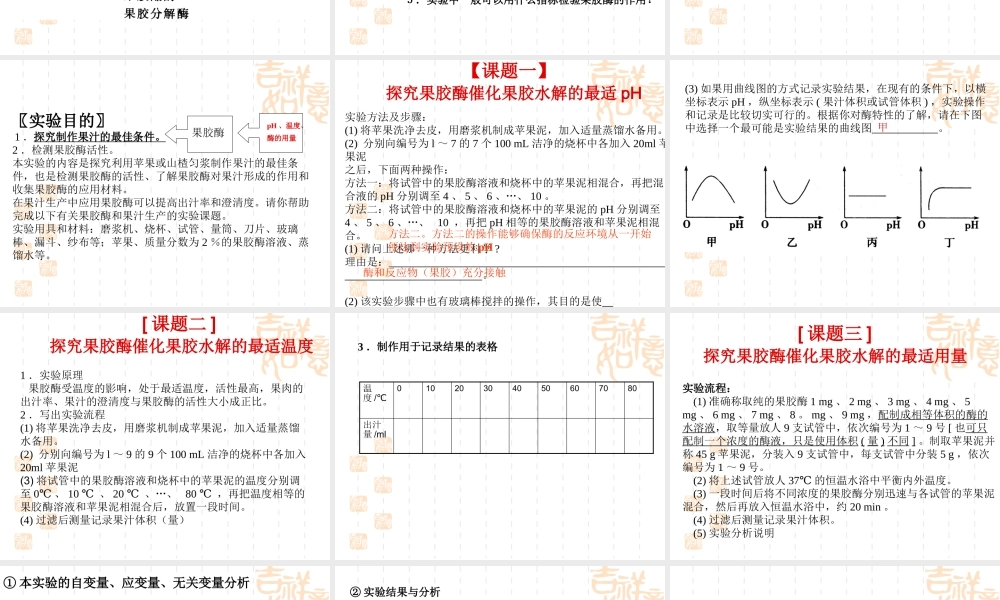 高二生物浙科版选修1课件：2.4 果汁中的果胶和果胶酶 （数理化网）.pptx