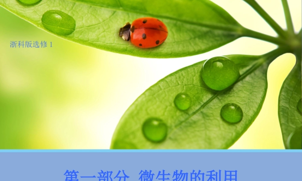 高二生物浙科版选修1课件：1.1 大肠杆菌的培养和分离 （数理化网）.pptx