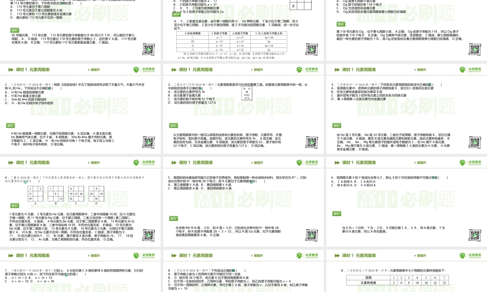 高中必刷题 化学必修2 RJ第一章第一节PPT.pptx