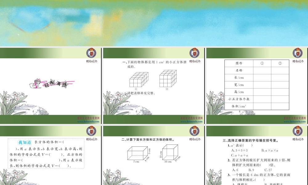 三、长方体和正方体 第6课时 长方体和正方体的体积（1）.ppt