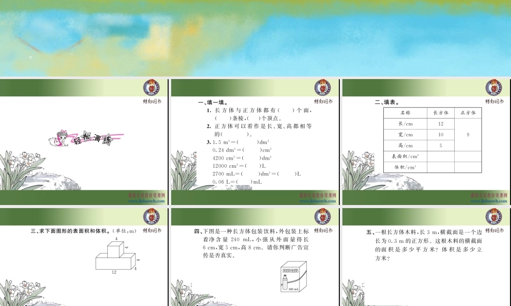 三、长方体和正方体 第11课时 整理和复习.ppt
