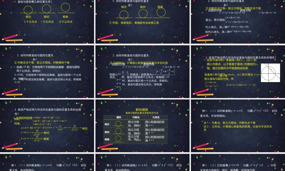 1014高二【数学（人教B版）28】直线与圆的位置关系-PPT.pptx