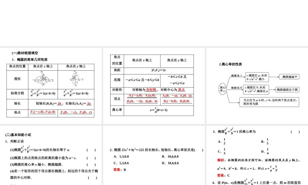 3．1 3.1.2第一课时　椭圆的简单几何性质.ppt