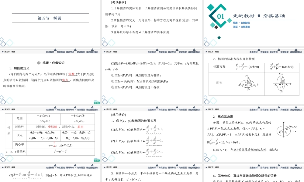 第8章 第5节 第1课时 椭圆及其性质.ppt