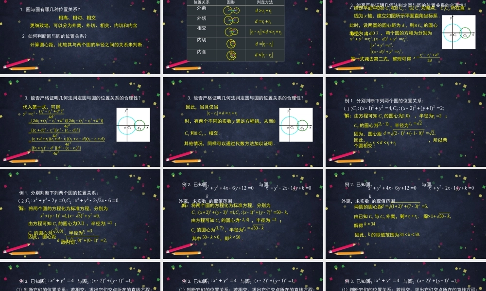 1015高二【数学（人教B版）29】圆与圆的位置关系-课件.pptx