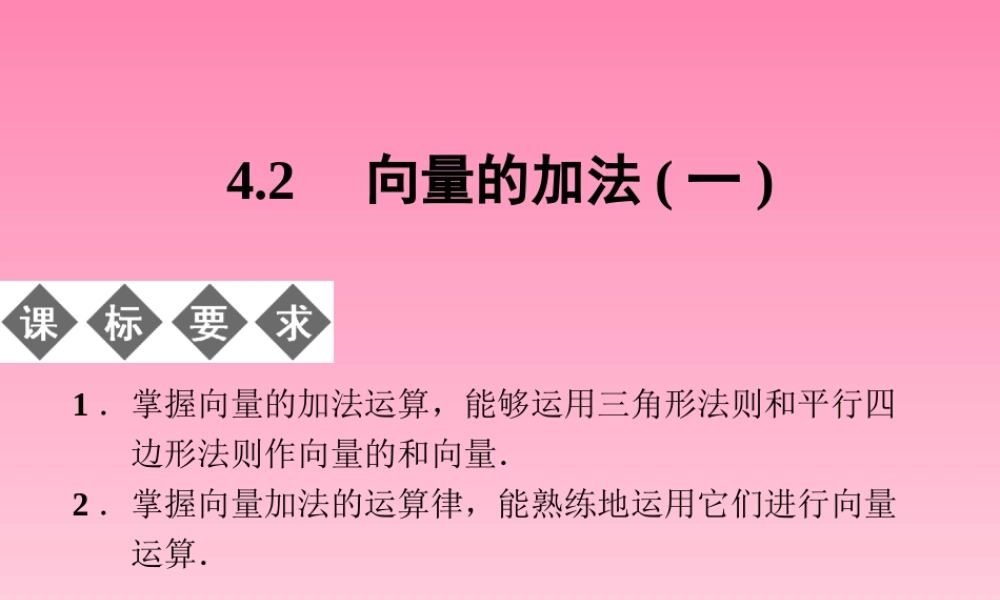 2014-2015学年高中数学 4-2向量的加法(一)课件 湘教版必修2.ppt