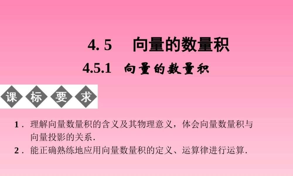 2014-2015学年高中数学 4-5-1向量的数量积课件 湘教版必修2.ppt