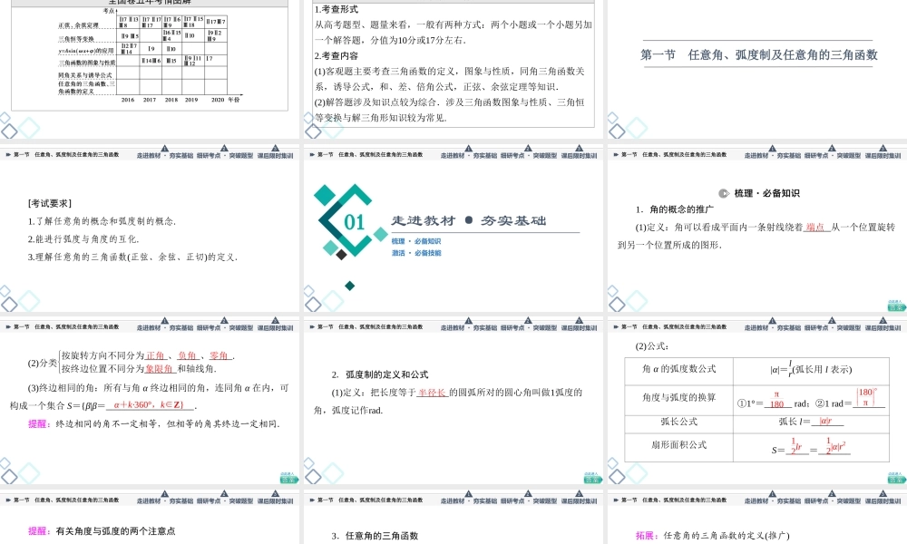 第4章 第1节 任意角、弧度制及任意角的三角函数.ppt