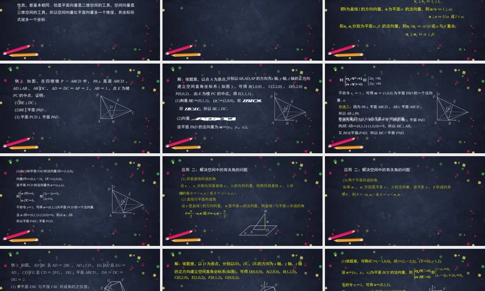 0924高二【数学（人教B版）18】空间向量在立体几何中的应用小结-课件.pptx