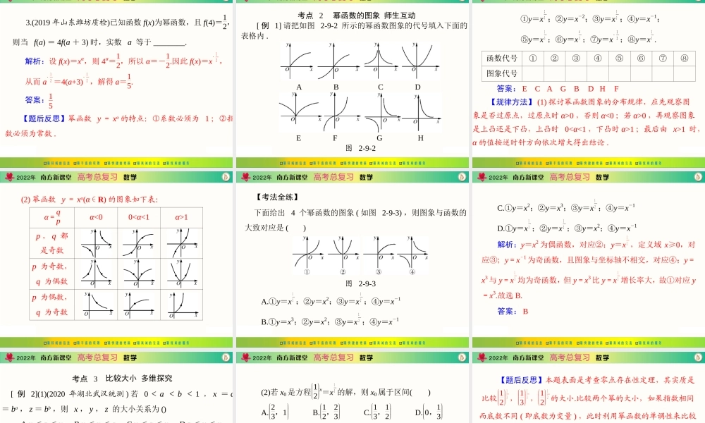 [原创]2022年《南方新课堂·高考总复习》数学 第二章 第9讲 幂函数[配套课件].ppt
