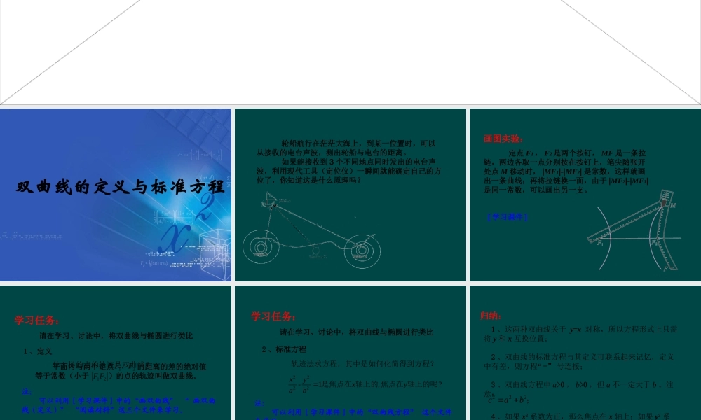 湘教版选修1-1：2.2.1《双曲线的定义和标准方程》课件（2）.ppt