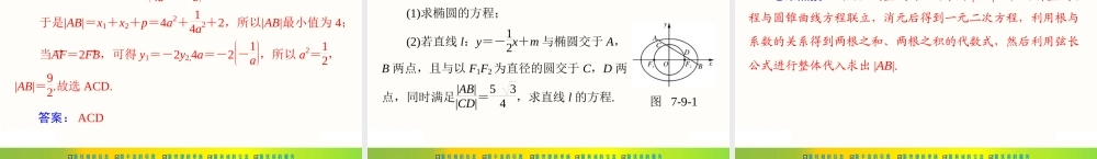 [原创]2022年《南方新课堂·高考总复习》数学 第七章 第9讲 直线与圆锥曲线的位置关系[配套课件].ppt