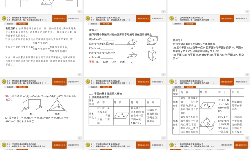 第六章　3.1　空间图形基本位置关系的认识3.2　刻画空间点、线、面位置关系的公理(一).pptx