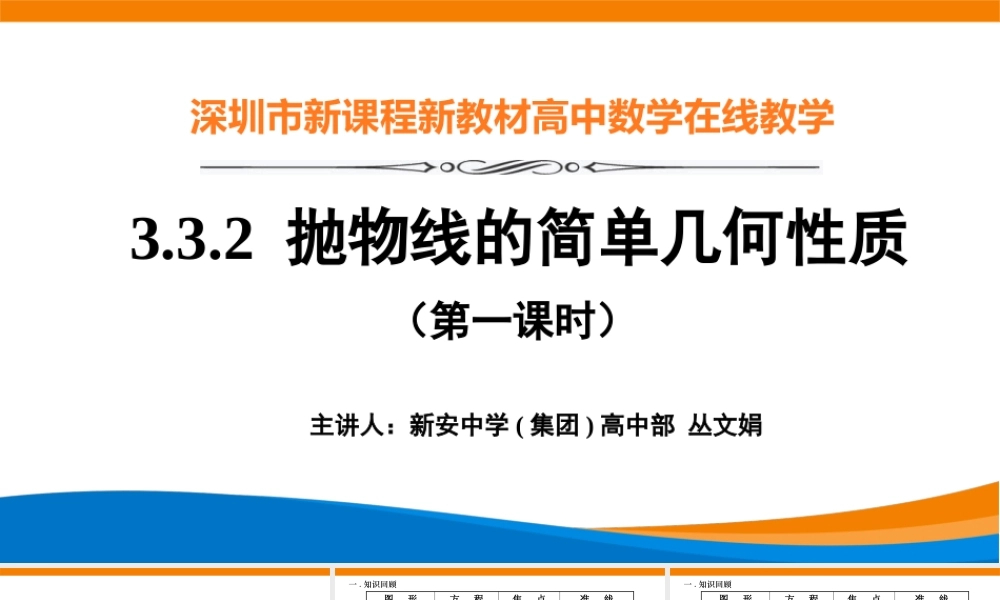 课时3378_3.3.2抛物线的简单几何性质（第一课时）-3.3.2抛物线的简单几何性质（第1课时）丛文娟【公众号悦过学习分享】(1).pptx