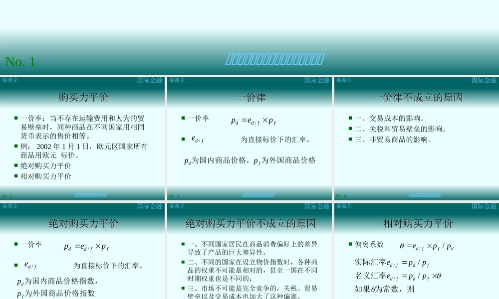 第八讲：汇率决定理论(1).ppt