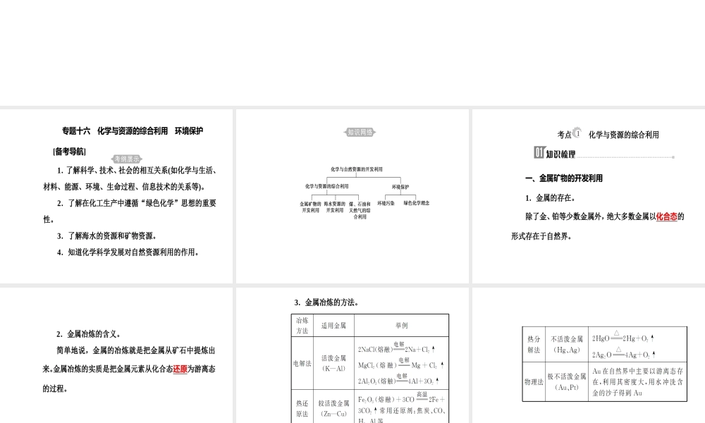 第八章专题十六考点1化学与资源的综合利用.ppt