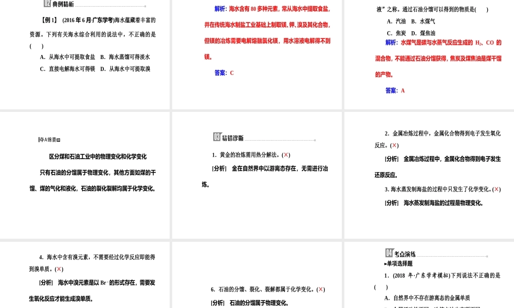 第八章专题十六考点1化学与资源的综合利用.ppt