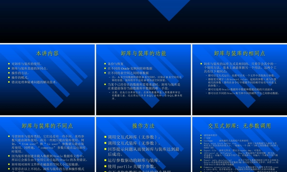 第二十四讲ORACLE装库与卸库.ppt