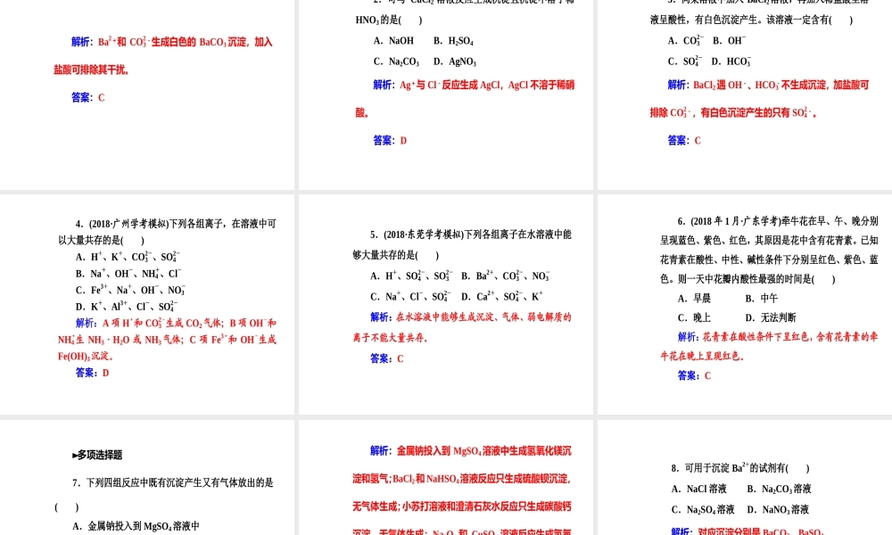 第二章专题四考点3常见离子的检验离子共存.ppt