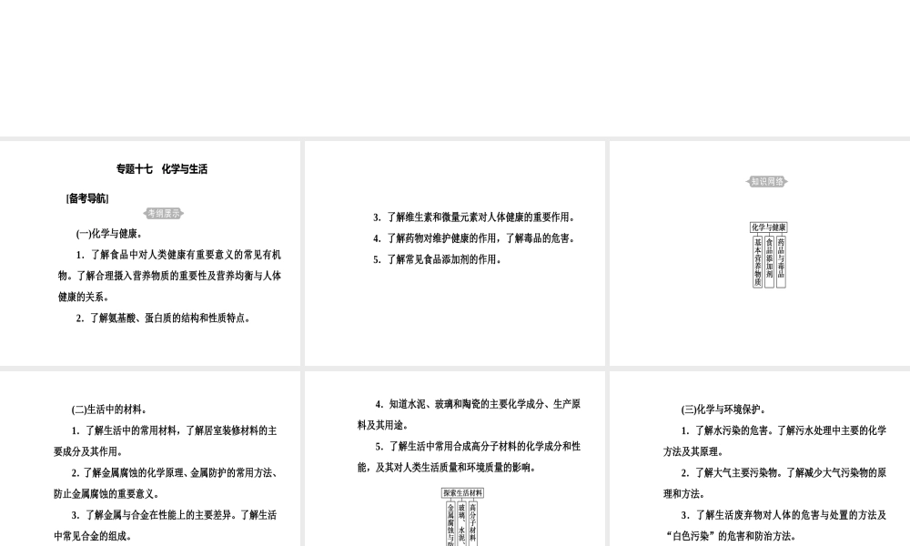 第九章专题十七考点1化学与健康.ppt
