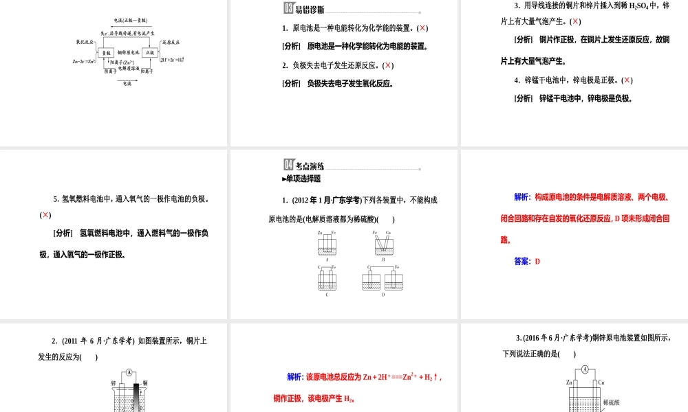 第六章专题十二考点2原电池工作原理、金属电化学腐蚀与防护和化学电源.ppt