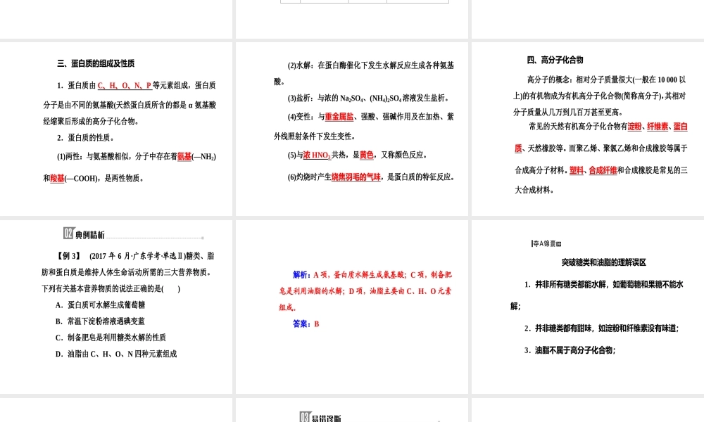 第七章专题十五考点2油脂、糖类、蛋白质的组成、性质及其重要应用.ppt