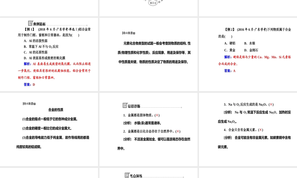 第三章专题六考点1金属的常见性质合金.ppt