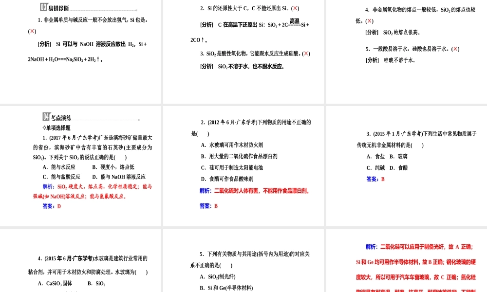 第四章专题八考点1硅及其化合物的性质与应用.ppt