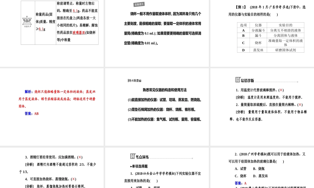 第一章专题一考点1化学实验室常用仪器的主要用途和使用方法.ppt