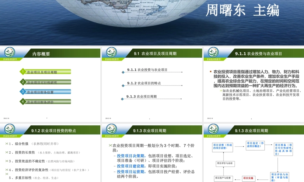 改后 第九章_农业项目可行性研究.ppt