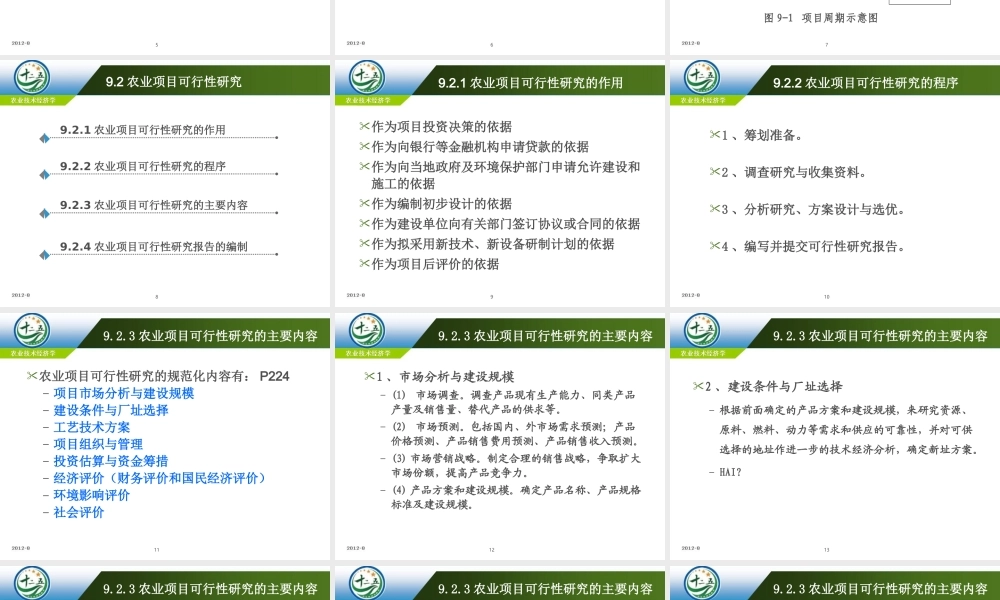 改后 第九章_农业项目可行性研究.ppt