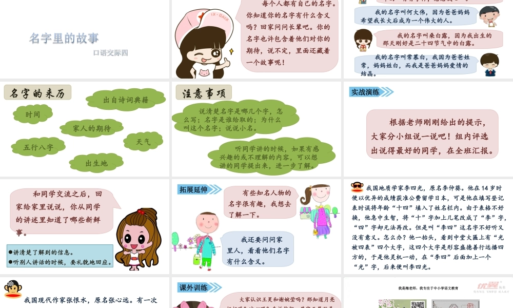 口语交际四 名字里的故事.ppt