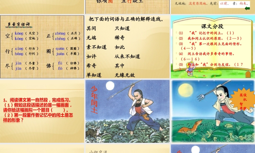 六年级上册语文课件-24 少年闰土_人教部编版(共42张PPT)(1).ppt