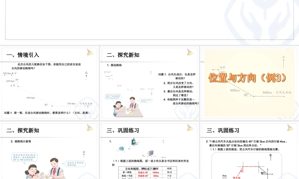 六上第一单元 位置与方向 例3 路线图.ppt
