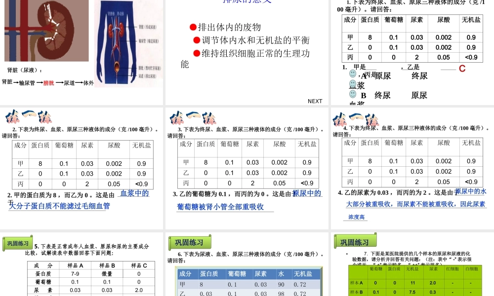 人教版第四单元第五章《人体内废物的排出》复习课件.ppt