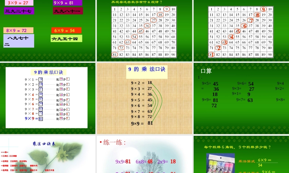 人教版二年级数学上册9的乘法口诀课件.ppt